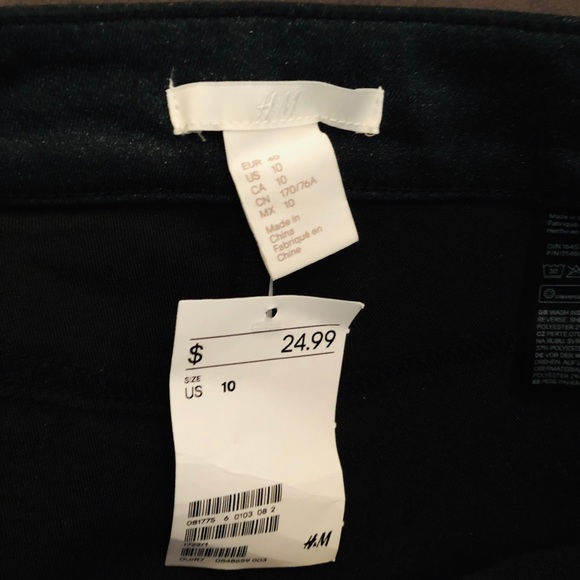 H&M black sparkling skinny pants size 10 - Picture 2 of 5